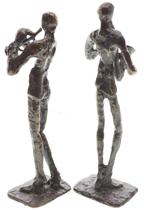 Lot - (2) Brutalist Bronze Band Figures