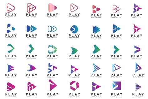 Set Of Play Button Logo Design