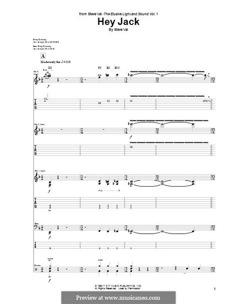 Hey Jack by S. Vai - sheet music on MusicaNeo