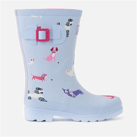 Joules Kids' Printed Wellies - Sky Blue Dotty Dogs | TheHut.com