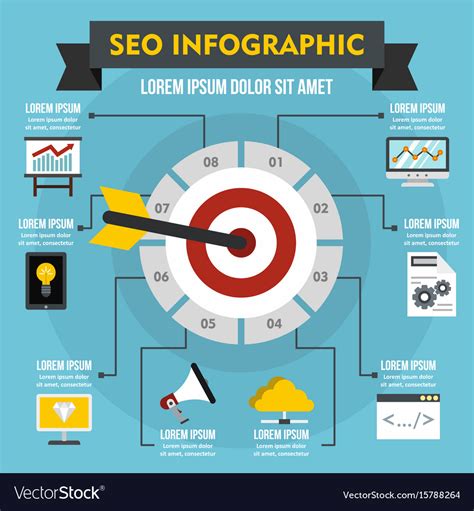 Seo infographic concept flat style Royalty Free Vector Image