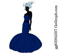 3 Elegant Woman In Fluttering Blue Dress Clip Art | Royalty Free - GoGraph