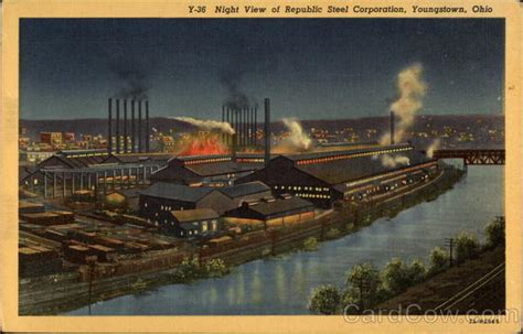 Night View of Republic Steel Corporation Youngstown, OH