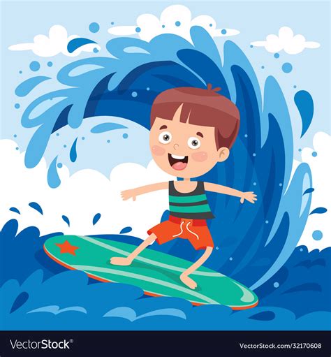 Character surfing Royalty Free Vector Image - VectorStock