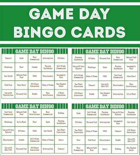 Free Printable Football Bingo Cards - Play Party Plan | Superbowl party ...