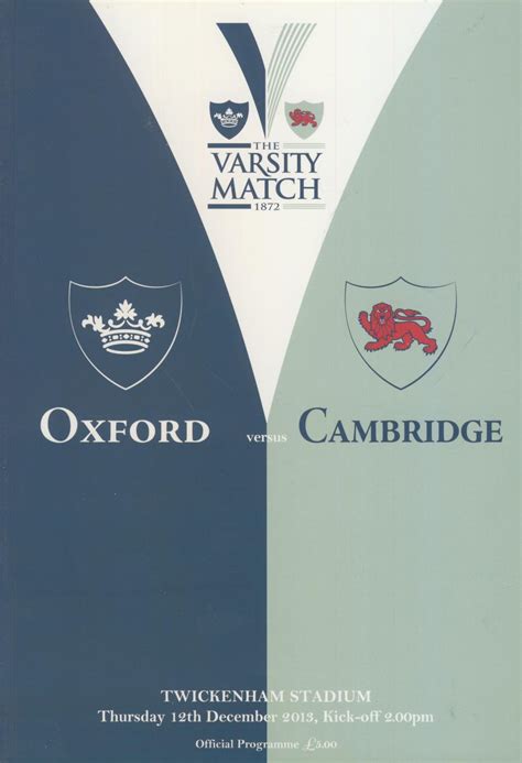 OXFORD V CAMBRIDGE VARSITY MATCH 2013 RUGBY PROGRAMME - Rugby Union ...