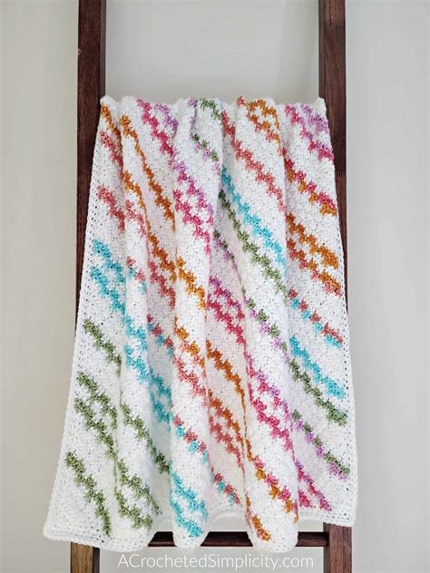 Crochet C2C Blanket Pattern - Candy Stripes Lapghan - A Crocheted Simplicity