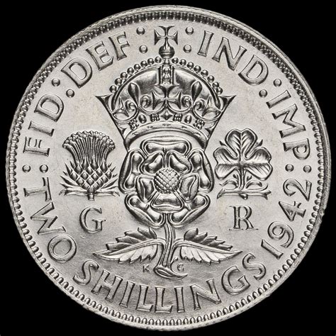 1942 George VI Silver Two Shilling Coin / Florin, A/UNC