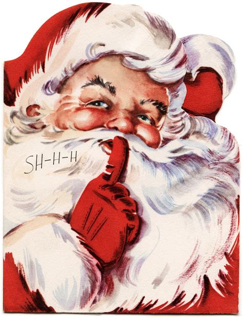 Santa Says Shhh Vintage Christmas Card - The Old Design Shop