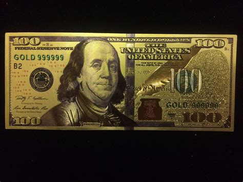 24 KARAT GOLD FOIL USA ONE HUNDRED DOLLAR BANK NOTE