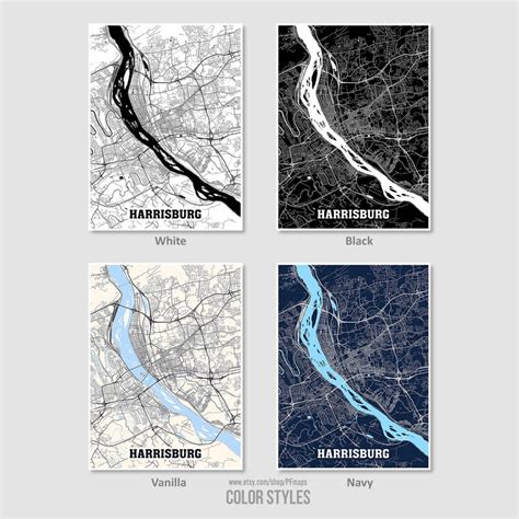 Harrisburg Map Print Harrisburg City Map Pennsylvania PA USA | Etsy