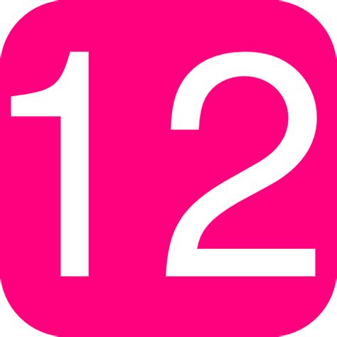 Hot Pink, Rounded, Square With Number 12 Clip Art at Clker.com - vector ...