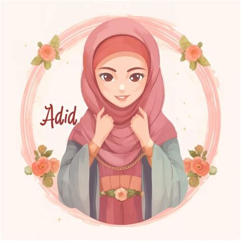 Premium AI Image | Beautiful muslim girl in hijab clipart illustration