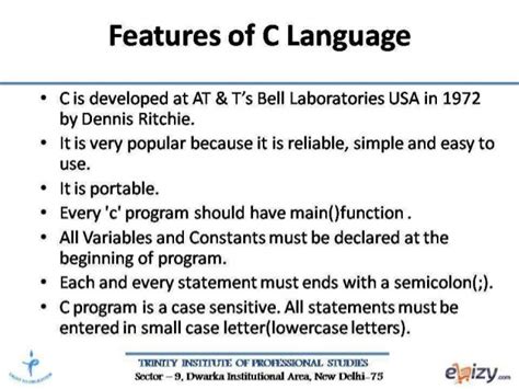 C Programming- Features of C language