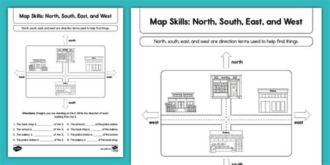 2nd Grade Map Skills: North, South, East, and West Activity