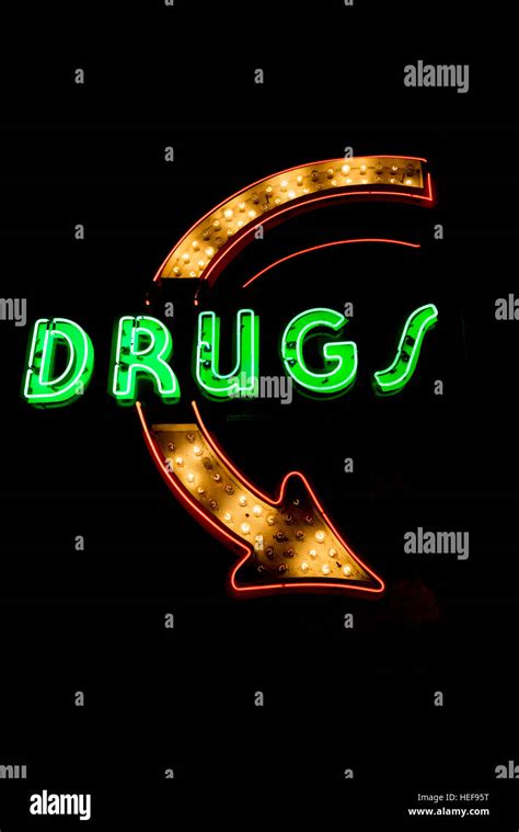 Neon drugs sign Stock Photo - Alamy