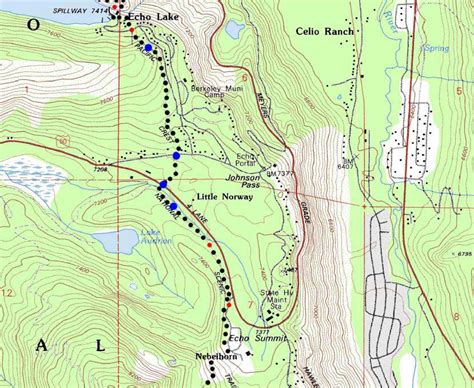 Backpacking Topo Map: Echo Lake to Echo Summit, Meiss Country