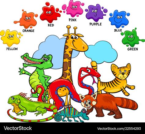 Basic colors educational page with animals Vector Image