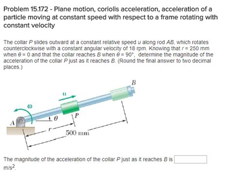 Solved Problem 15.172 - Plane motion, coriolis acceleration, | Chegg.com