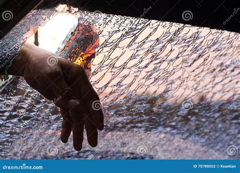 Spooky Hand Windshield Cracked. Stock Image - Image of grunge, male: 70788053