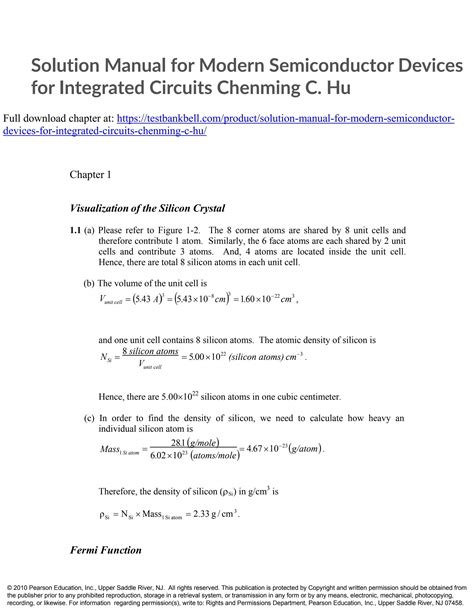 Solution manual for modern semiconductor devices for integrated circuits chenming c hu by ...