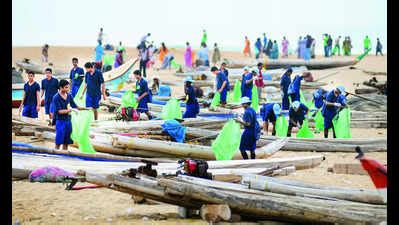 Cleanup: Coastal Cleanup Drive On City Beaches | Chennai News - Times of India