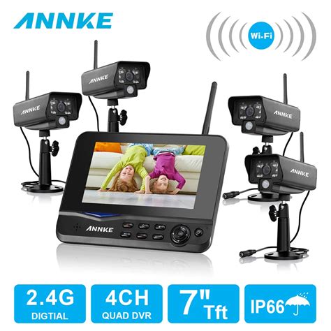 ANNKE 7" TFT LCD DVR 4CH Digital Wireless Monitor 4pcs wifi ip camera CCTV Security home video ...