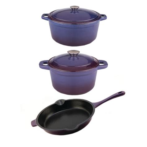 BergHOFF Neo 5-Piece Purple Cast Iron Cookware Set with Lids-2212029 ...