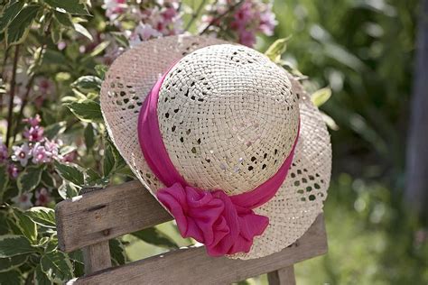 hat, women's hat, fashionable, headwear, straw hat, summer hat, pink ...