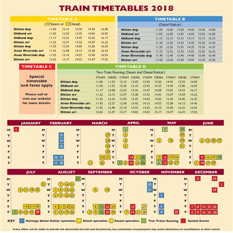 Timetable - Avon Valley Railway