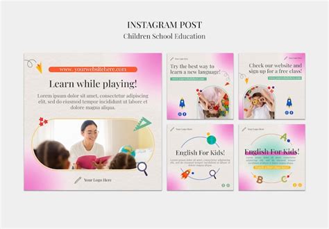 Free PSD | Children school education instagram posts