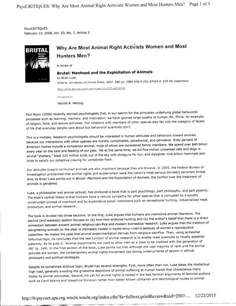 (PDF) Why Are Most Animal Right Activists Women and Most Hunters Men?