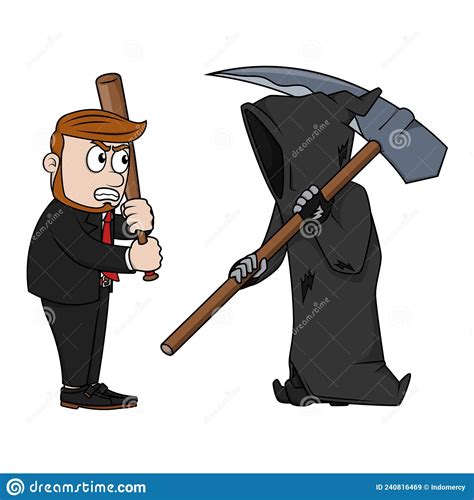 Businessman Vs Grim Reaper Color Illustration Stock Vector ...