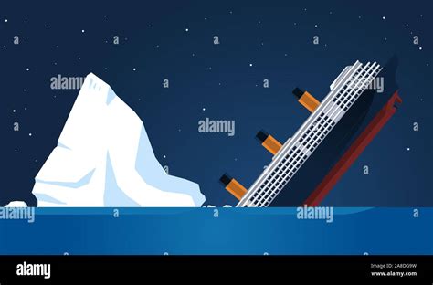 shipwreck Titanic Iceberg Transatlantic Sank, vector illustration ...