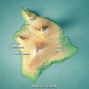 Island of Hawaii 3D Render Topographic Map Cities Digital Art by Frank Ramspott - Fine Art America