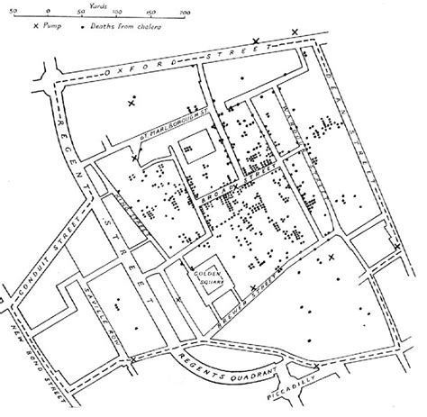 Obligatory Broad Street map. "This map was made by John Snow, considered the father of ...