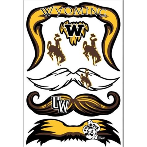 Wyoming Cowboys Mustache Temporary Tattoo Pack | Official Wyoming ...