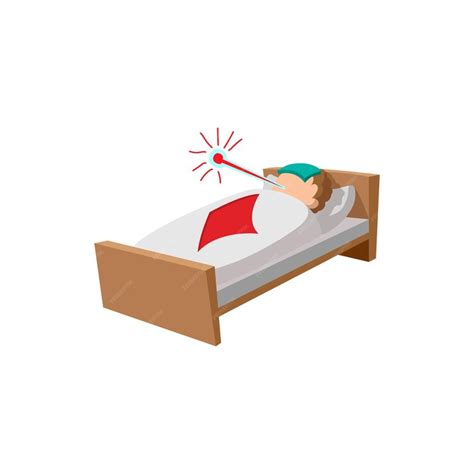 Premium Vector | Sick man in the bed cartoon icon on a white background