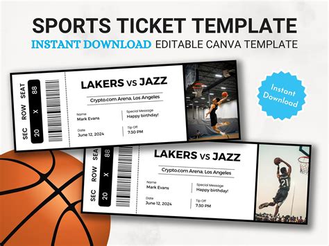 Editable Sports Ticket Template, DIY Sporting Ticket, Custom Sports ...