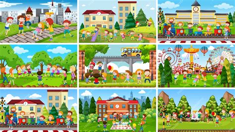 Free Vector | Set of scenes or background in nature setting