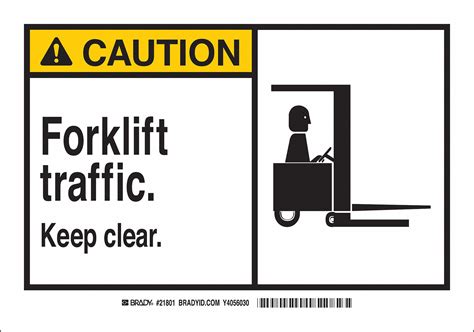 BRADY Safety Sign Label, Forklift Traffic. Keep Clear., Sign Header ...