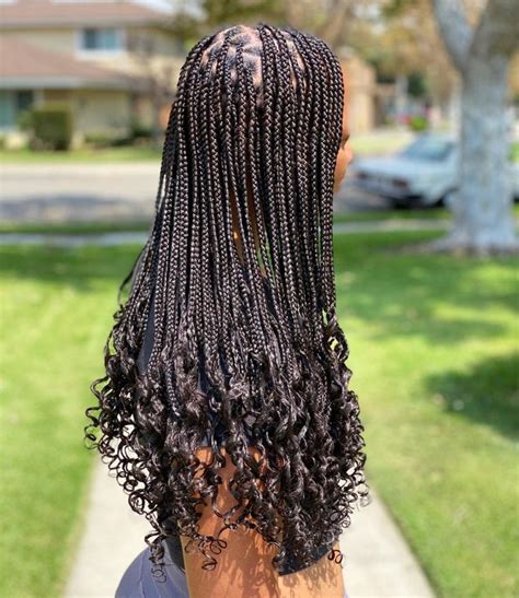 27+ Beautiful Box Braid Hairstyles For Black Women + Feed-In Knotless Braids Protective Style ...