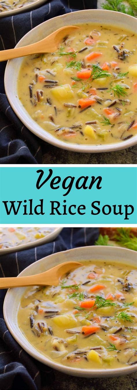 vegan wild rice soup with carrots and mushrooms