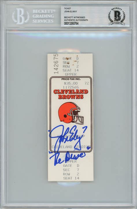 John Elway Autographed 1987 AFC Championship Ticket The Drive BAS Slab – Denver Autographs