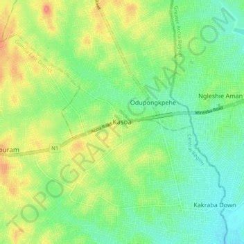 Kasoa topographic map, elevation, terrain