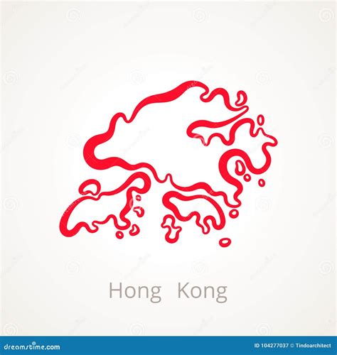 Hong Kong - Outline Map stock vector. Illustration of contour - 104277037