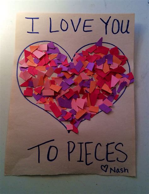 "I love you to pieces" | Teaching art, Love you to pieces, Preschool art