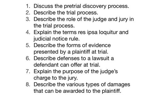 Solved 1. Discuss the pretrial discovery process. 2. | Chegg.com