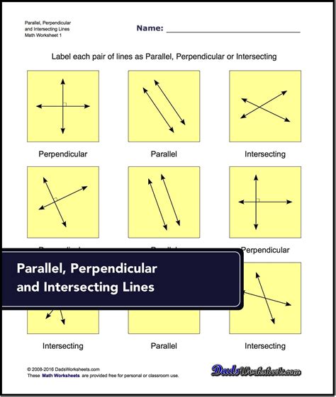 Parallel Perpendicular And Intersecting Lines Worksheet