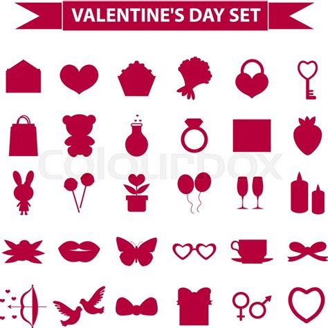 Valentines Day icon set silhouette ... | Stock vector | Colourbox